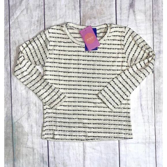NEW AREA CODE 407 stripe knit sweater in beige/black - Picture 2 of 4